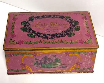 louis sherry purple vintage metal box|VTG Louis Sherry New York Paris Tin Metal Hinged Candy Box .